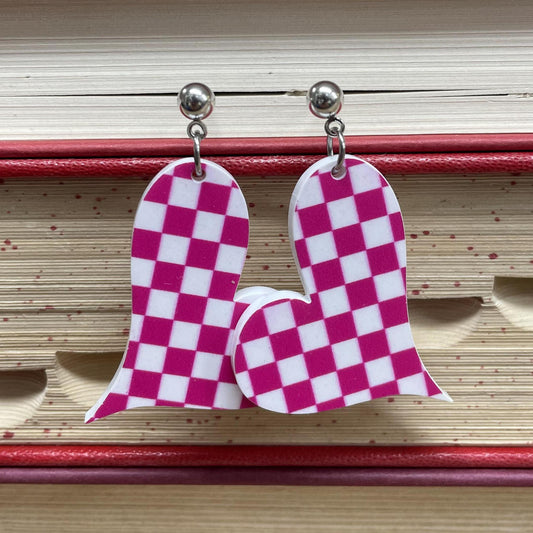 Checkered Heart Earrings - Doohickies