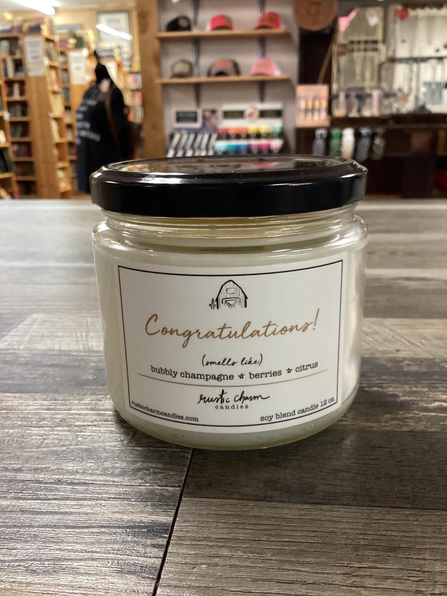 "Congratulations!" Candle -Rustic Charm