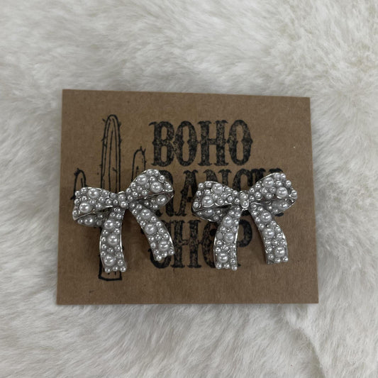Pearl Bow Earrings- Boho Ranch