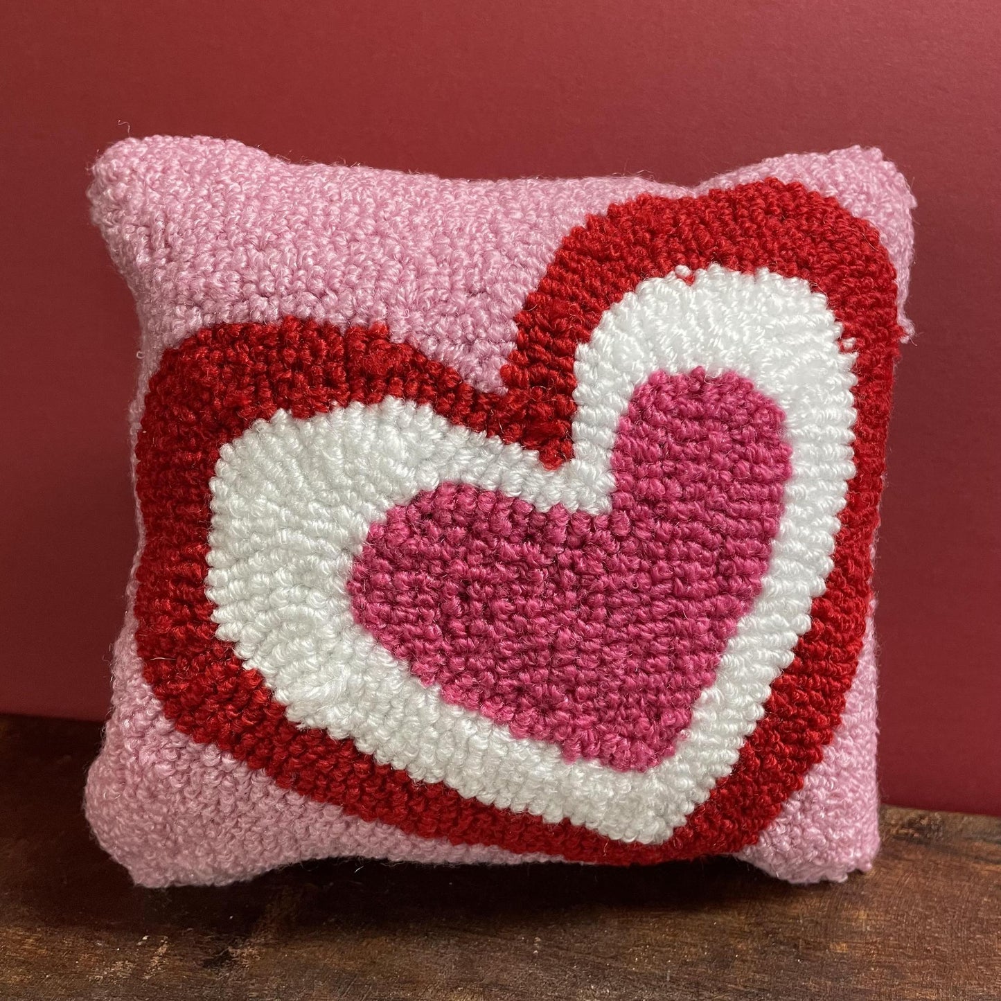 Triple Heart Hooked Pillow - C&F