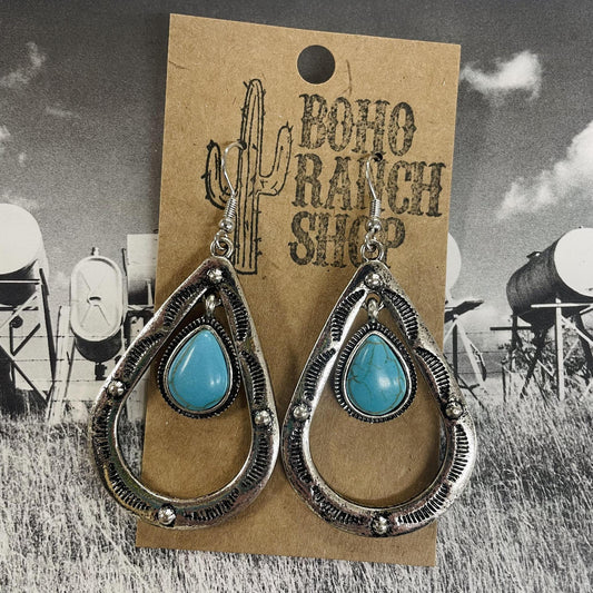 Teardrop Stone Earrings- Boho Ranch