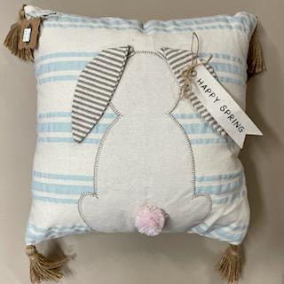 Hop Bunny Striped Pillow - Easter Mud Pie