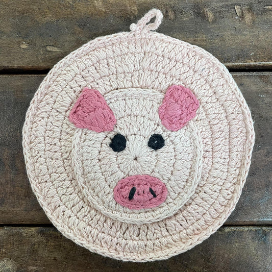 Pig Crochet Trivet - Mud Pie