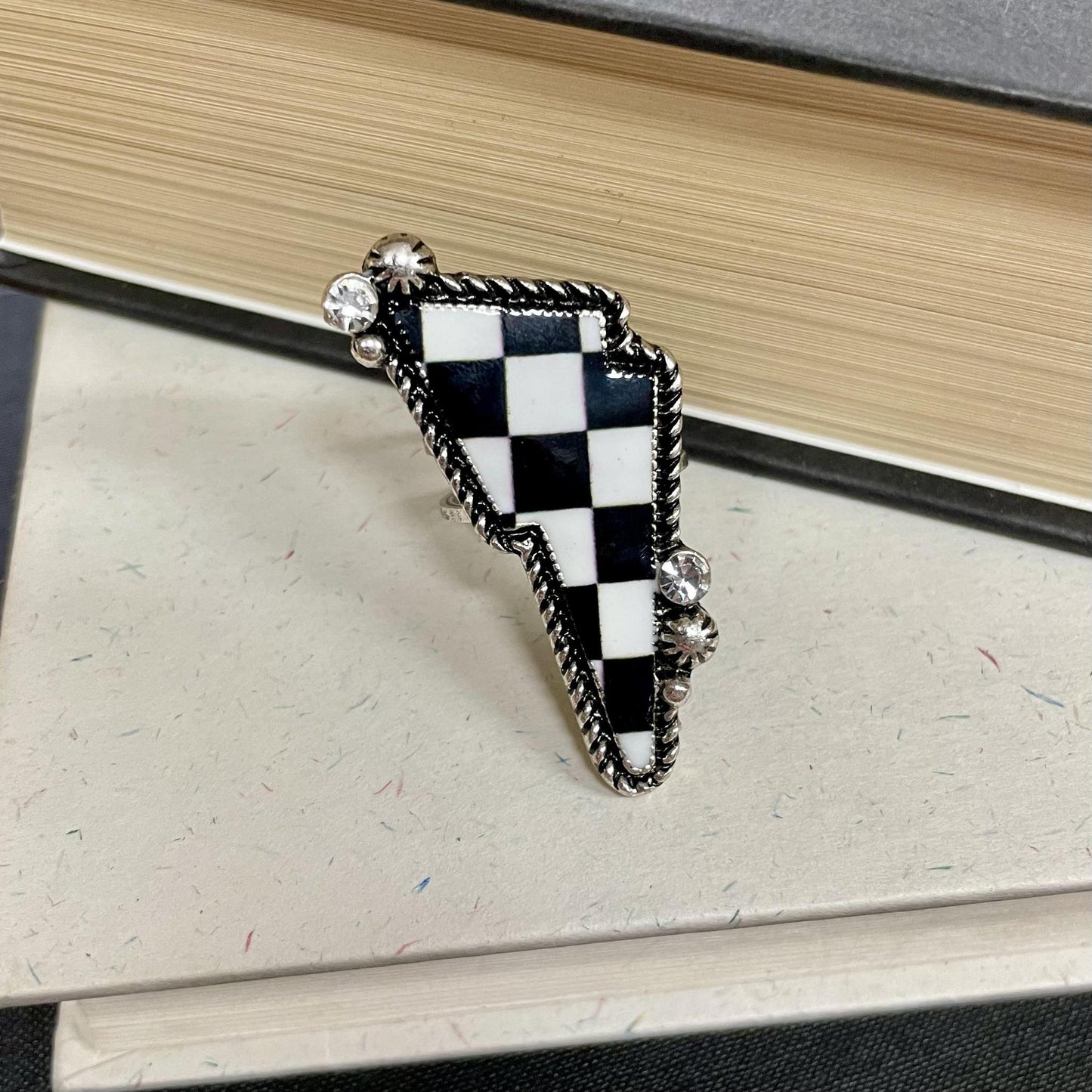 Checker Pattern Thunder Cuff Ring - Ranchy Roan
