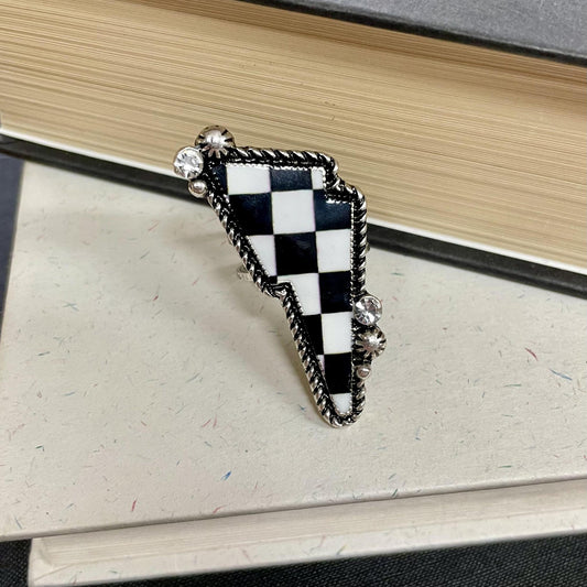 Checker Pattern Thunder Cuff Ring - Ranchy Roan