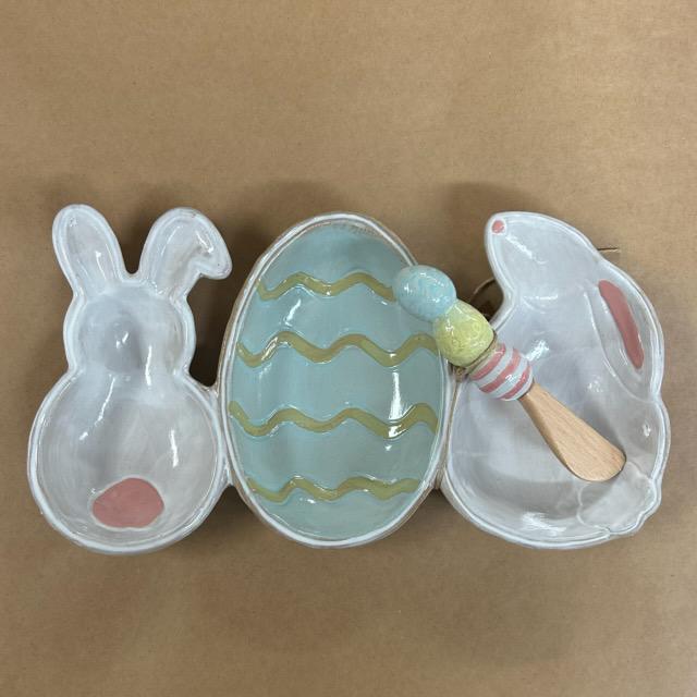 Bunny & Egg Triple Dish Set- Easter Mud Pie