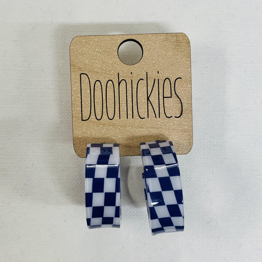 Navy Checkered Hoops - Doohickies