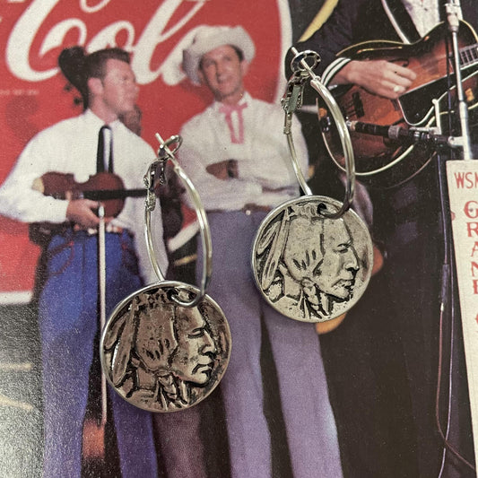 Buffalo Nickel Dangle Hoops