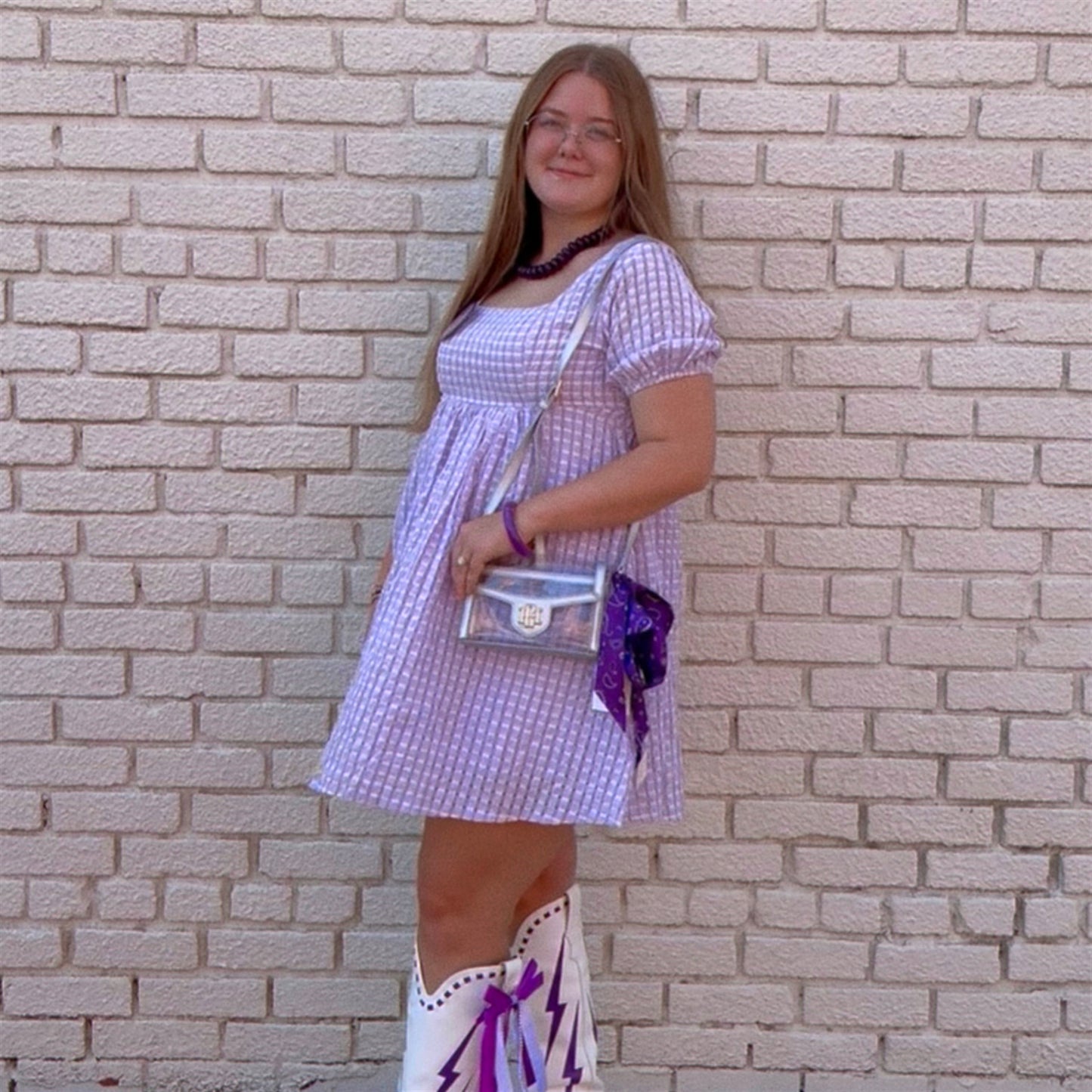 Textured Purple Puff Sleeve Mini Dress - Newbury Kustom
