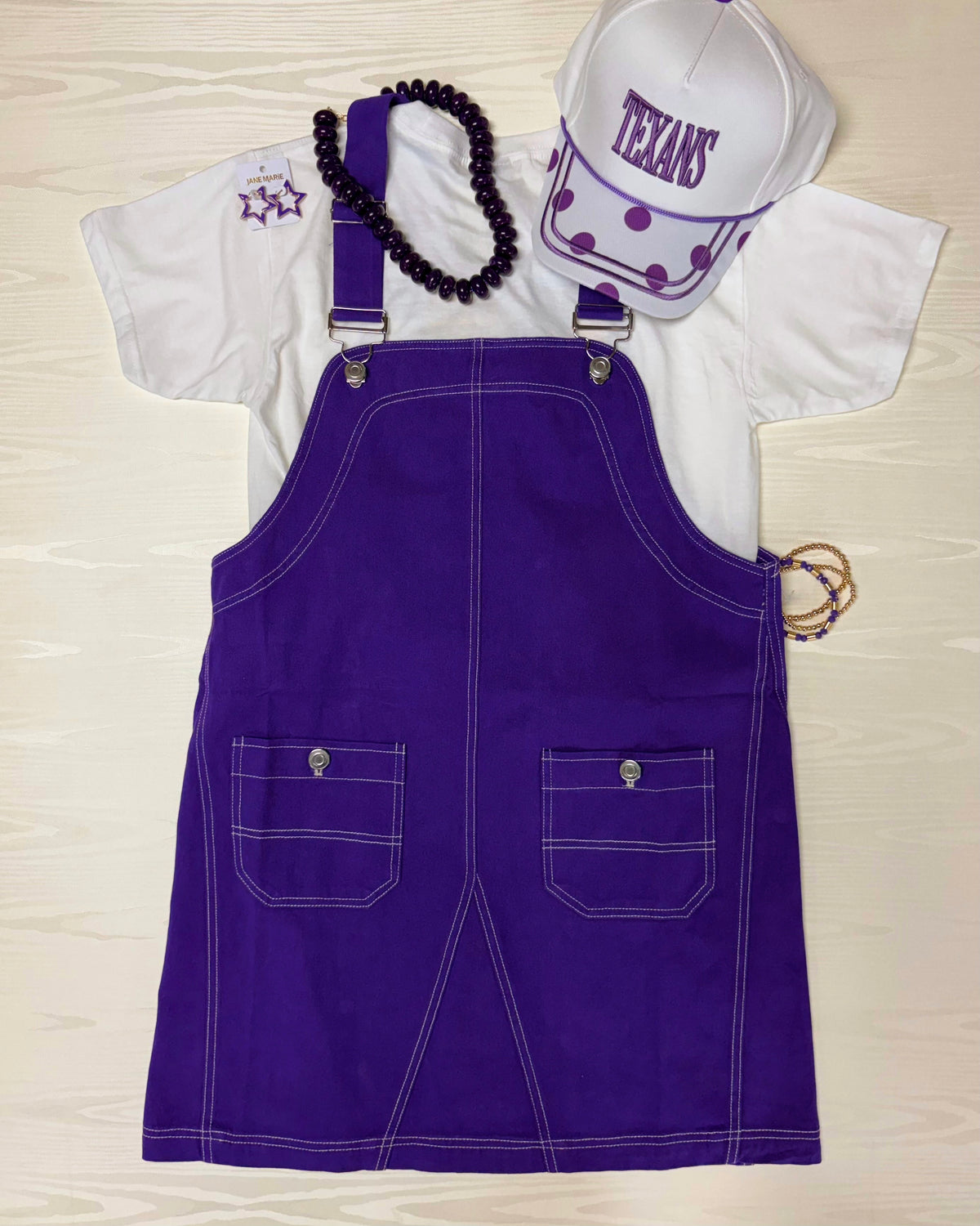 Purple Game Day Contrast Stitch Bib Overalls - Mittoshop