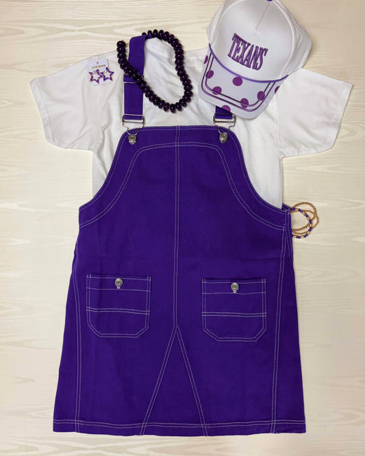 Purple Game Day Contrast Stitch Bib Overalls - Mittoshop