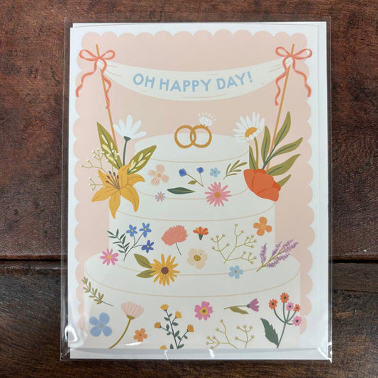 Oh Happy Day Floral Cake Card - Easyhand Goods