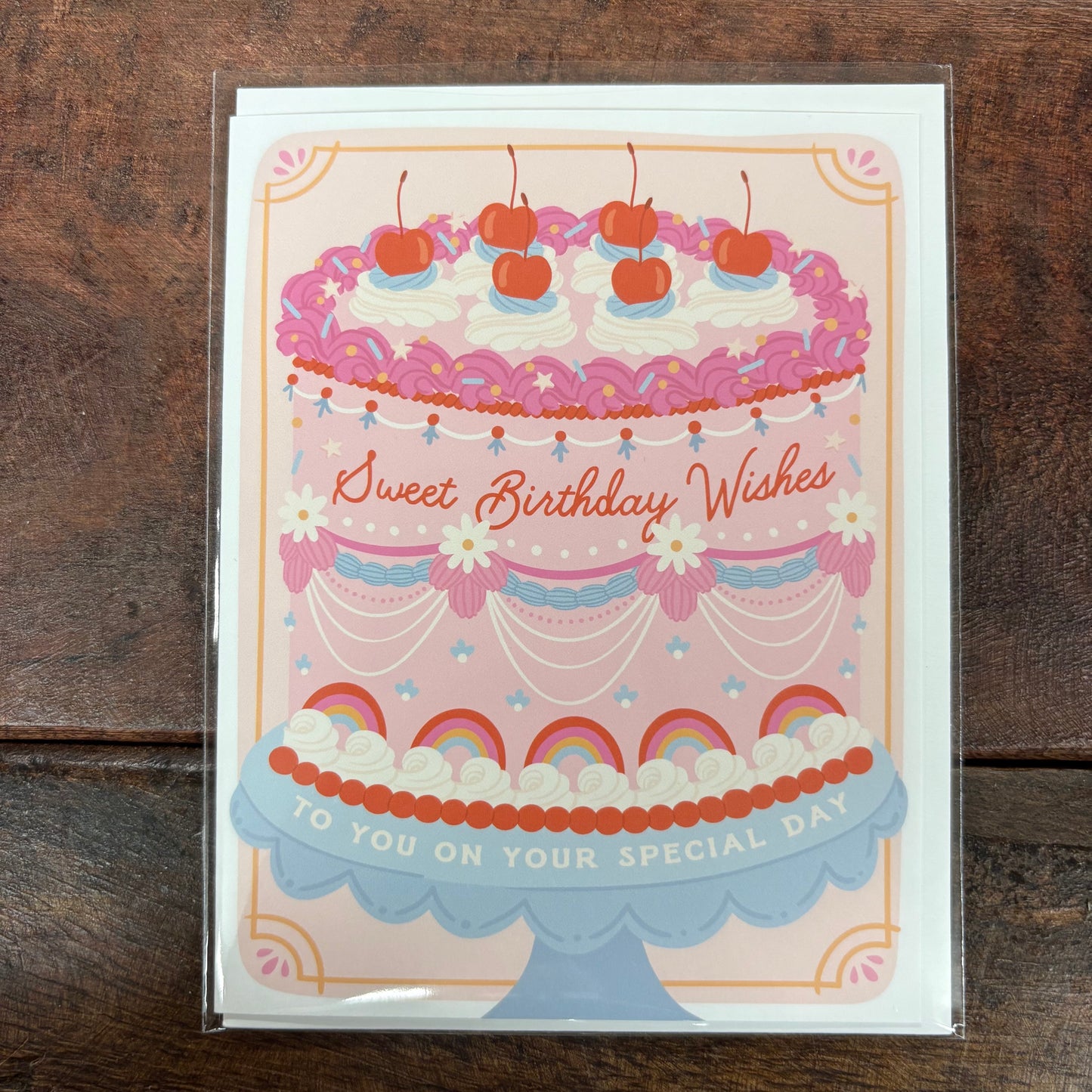 Sweet Birthday Wishes Retro Cake Greeting Card - Easyhand Goods