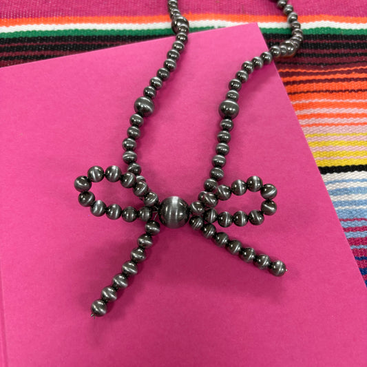 Western Pearl Beaded Bow Necklace - Boho Ranch Shop
