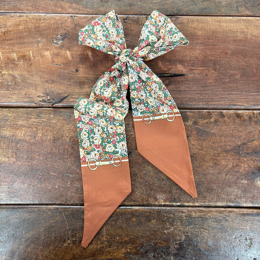 Brown Floral Snaffle Bit Twilly - ACCITY