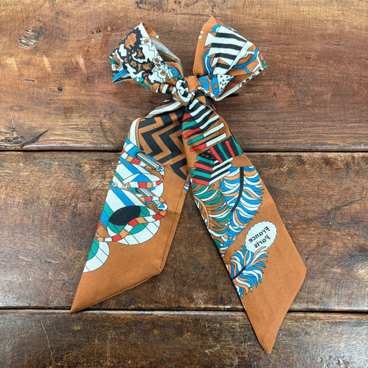 Retro Brown Printed Twilly - ACCITY