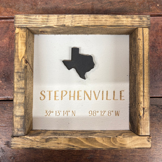 Stephenville Coordinates Sign - Pine Designs