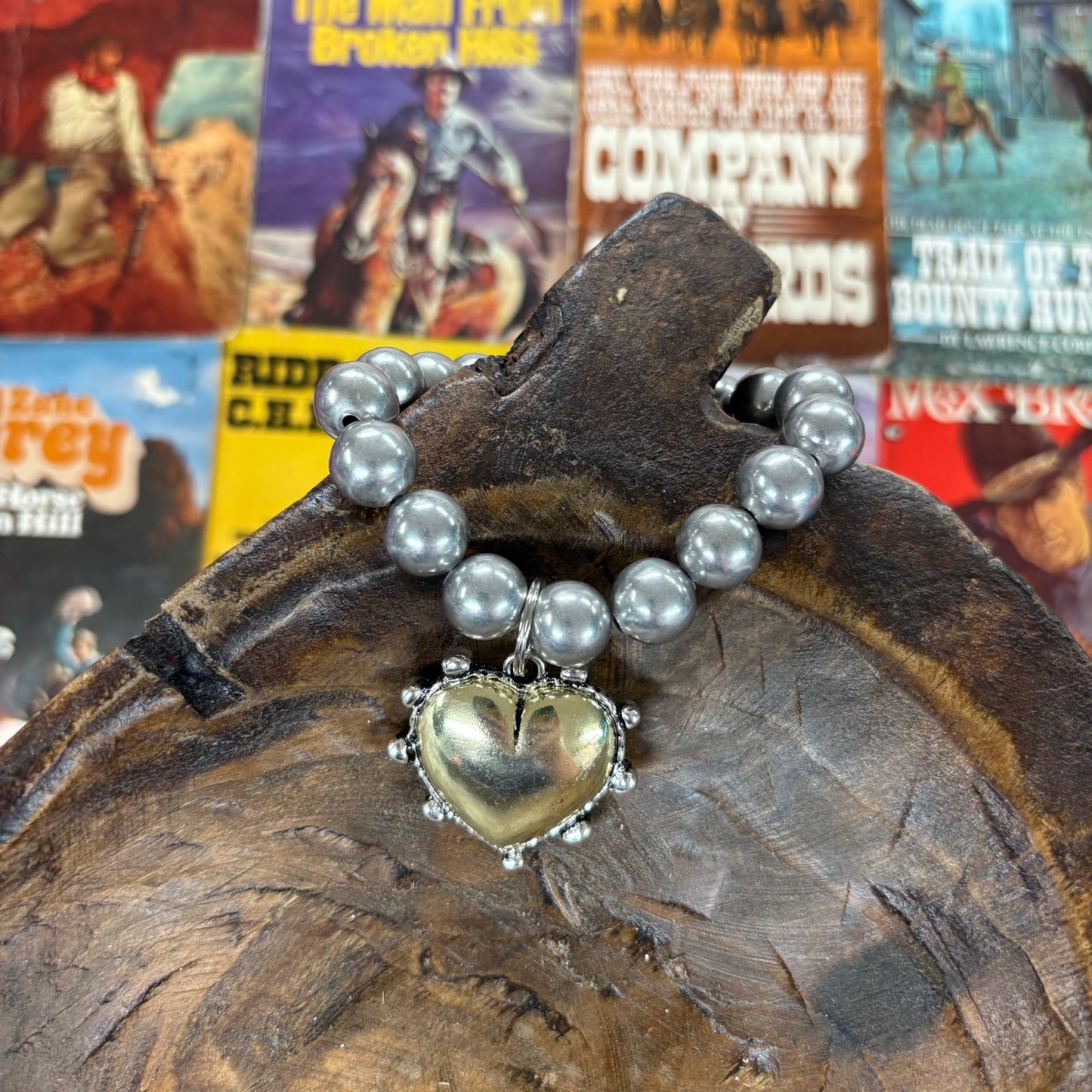 Mixed Metal Studded Heart Bracelet - ATG