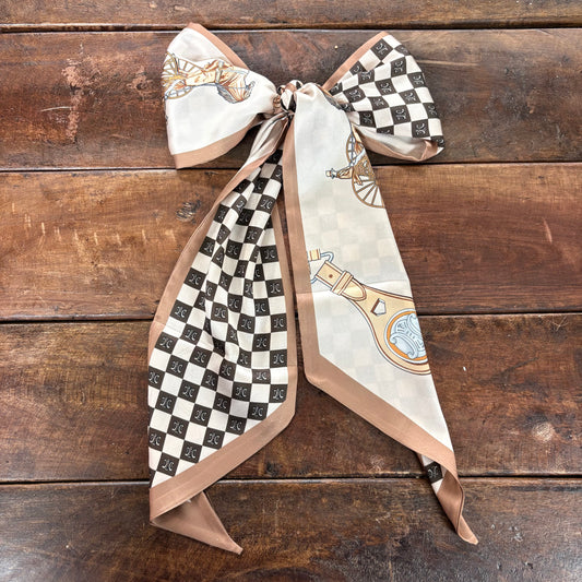 Two Tone Brown Checkered Twilly - Sarah's Simple Style