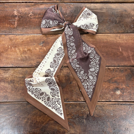 Two Tone Brown and White Paisley Twilly - Sarah's Simple Style