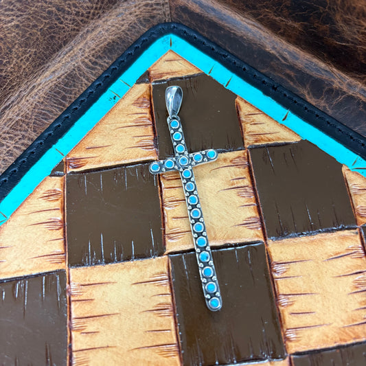 Turquoise Cross Inlay Pendant - Boho Sol