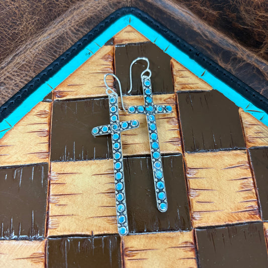 Turquoise Cross Inlay Earrings - Boho Sol