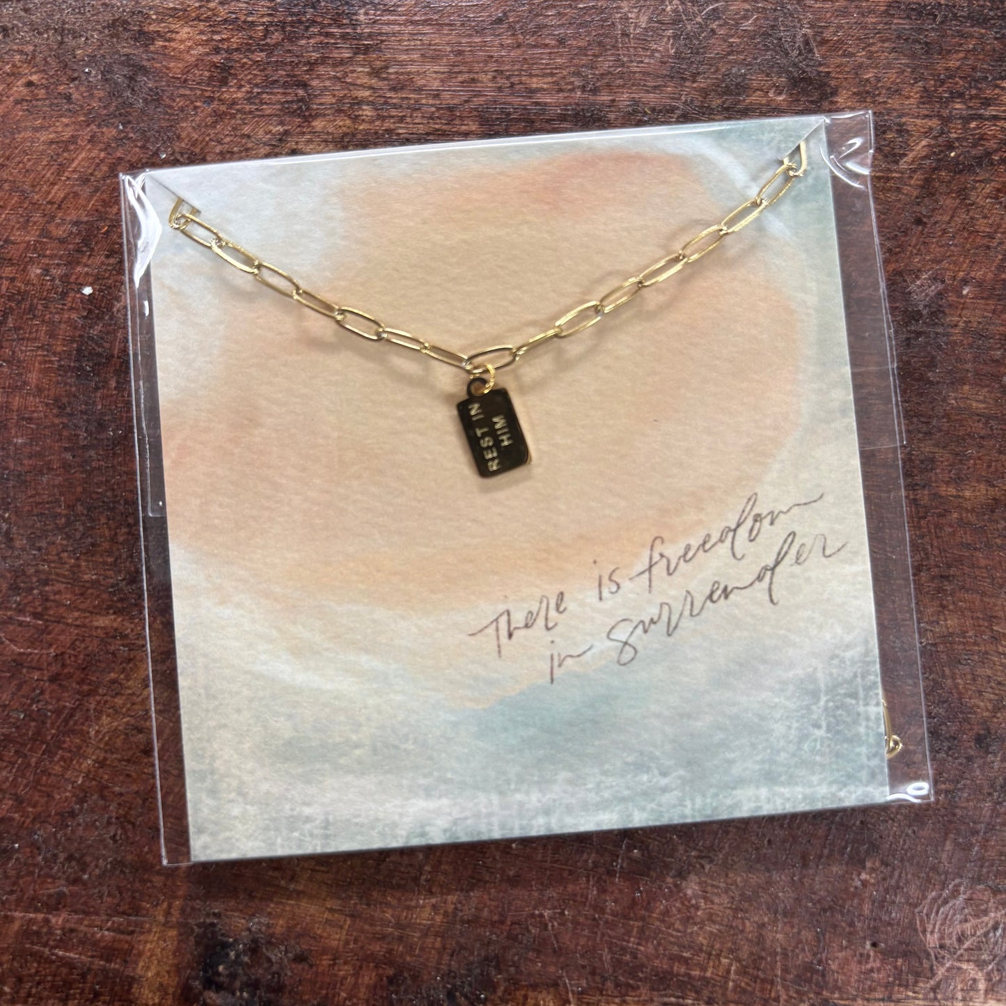 Rest In Him Tag Necklace - Dear Heart