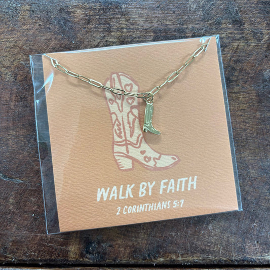 Walk By Faith Boot Necklace - Dear Heart