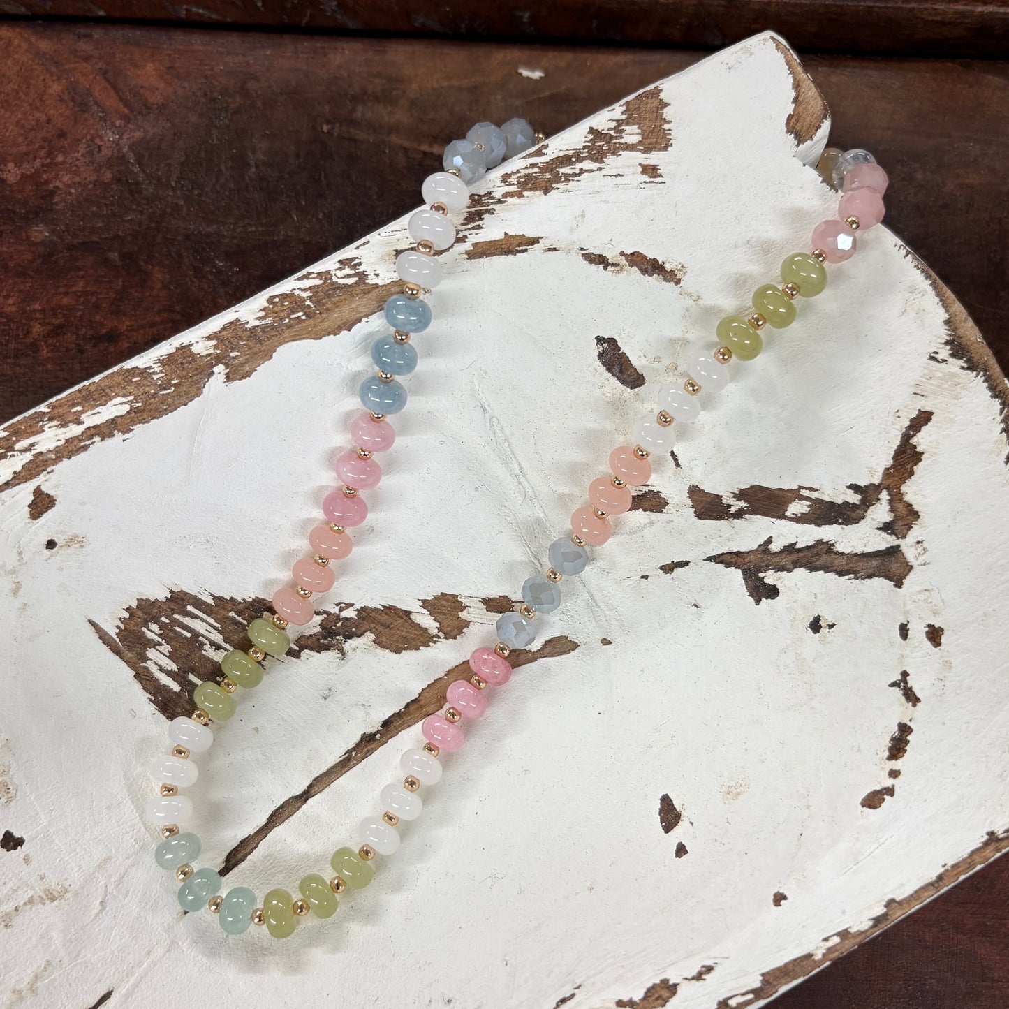 Light Pastel Multi Color Beaded Necklace - What's Hot