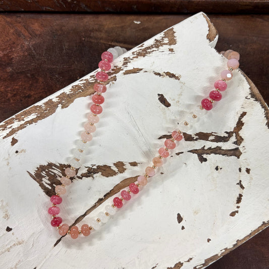 Red and Pink Multi Color Beaded Necklace - What's Hot