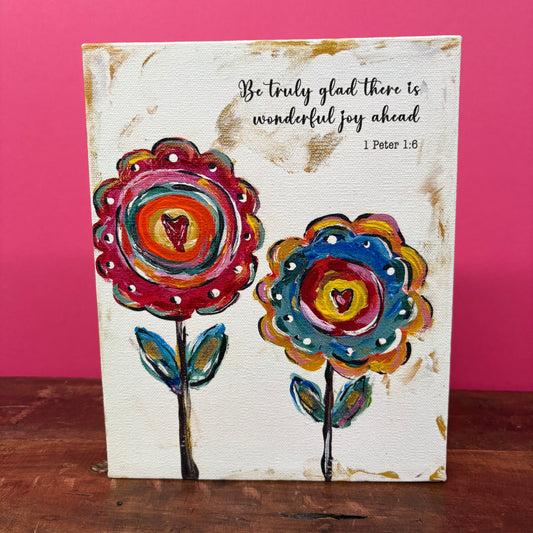 Two Flower Hearts Canvas - Glory Haus