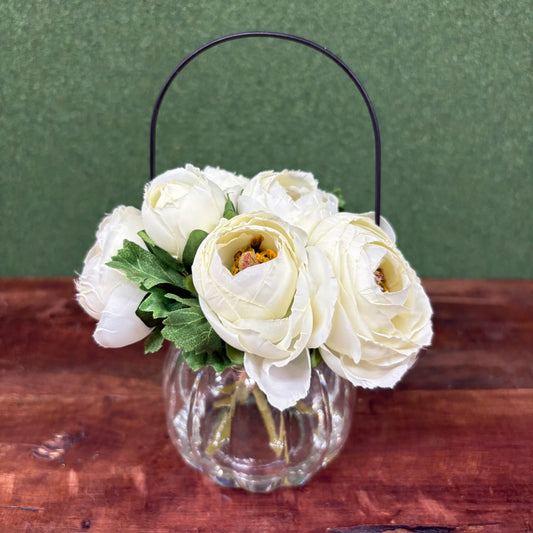 White Ranunculus Vase - Primitives By Kathy