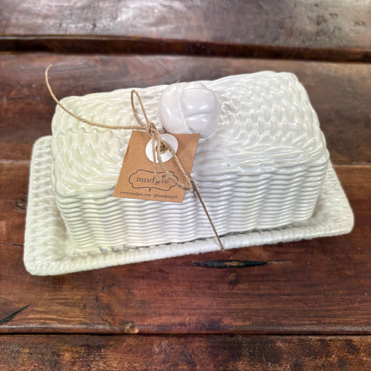 Woven Ceramic Butter Dish - Mud Pie
