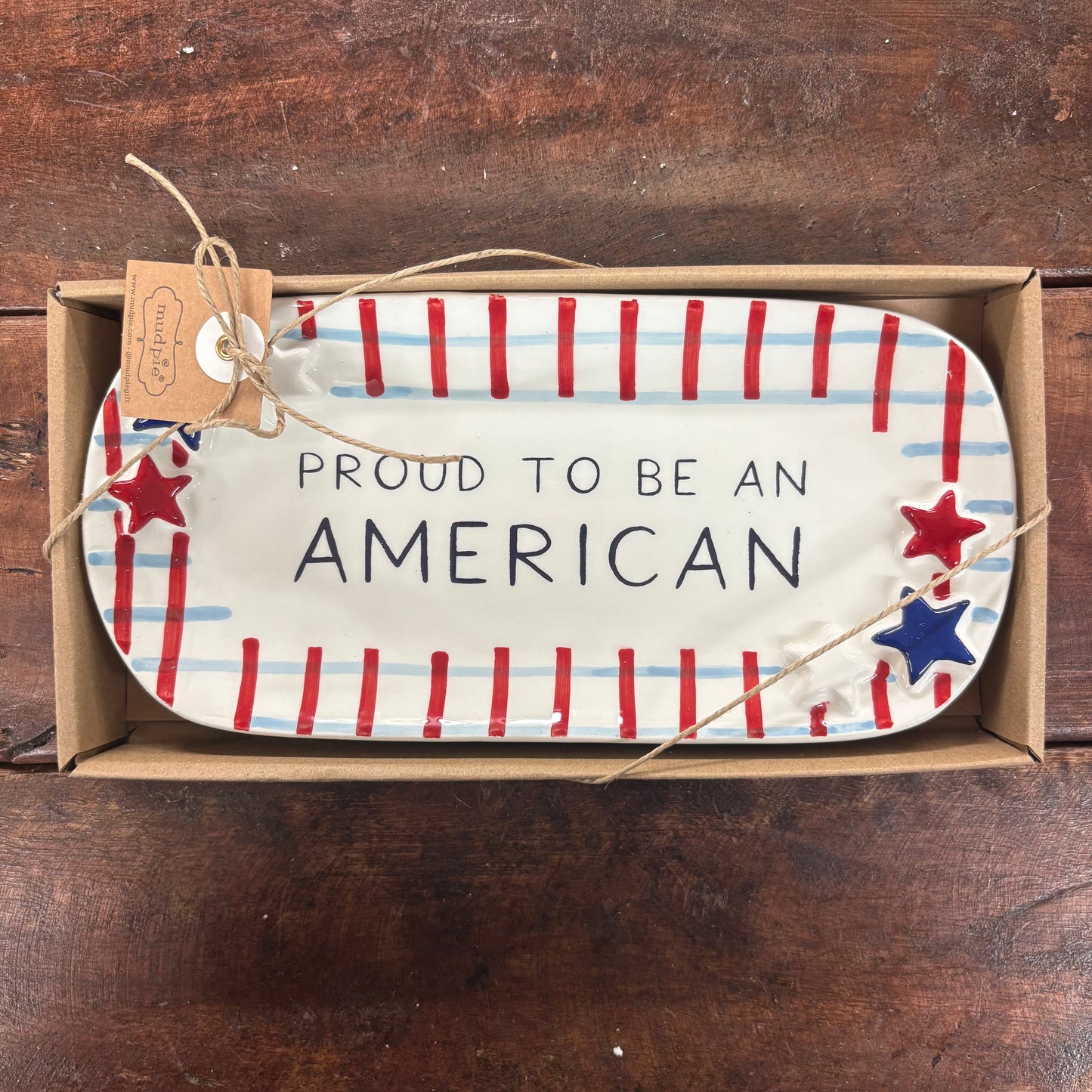 Plaid American Sentiment Tray - Mud Pie