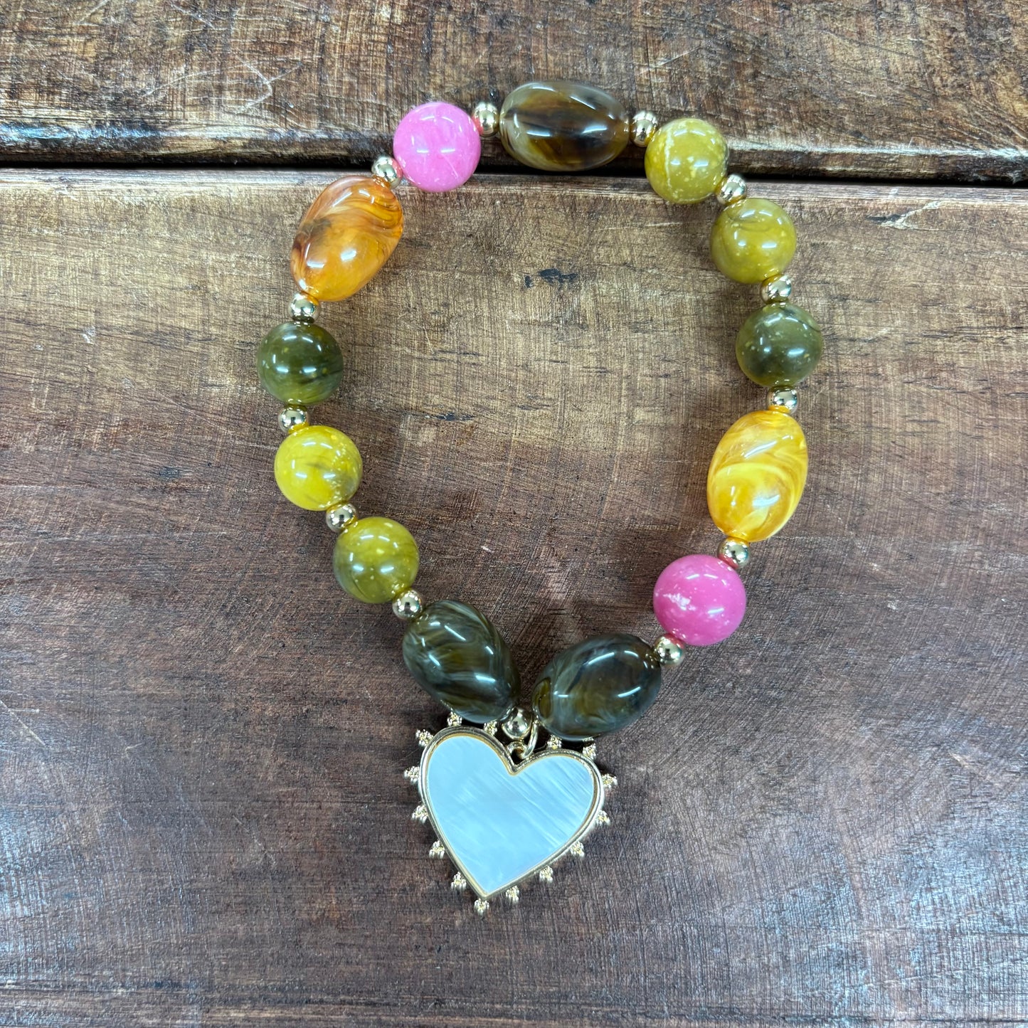 Heart Charm Pink and Brown Bracelet - Sensibling Corp.