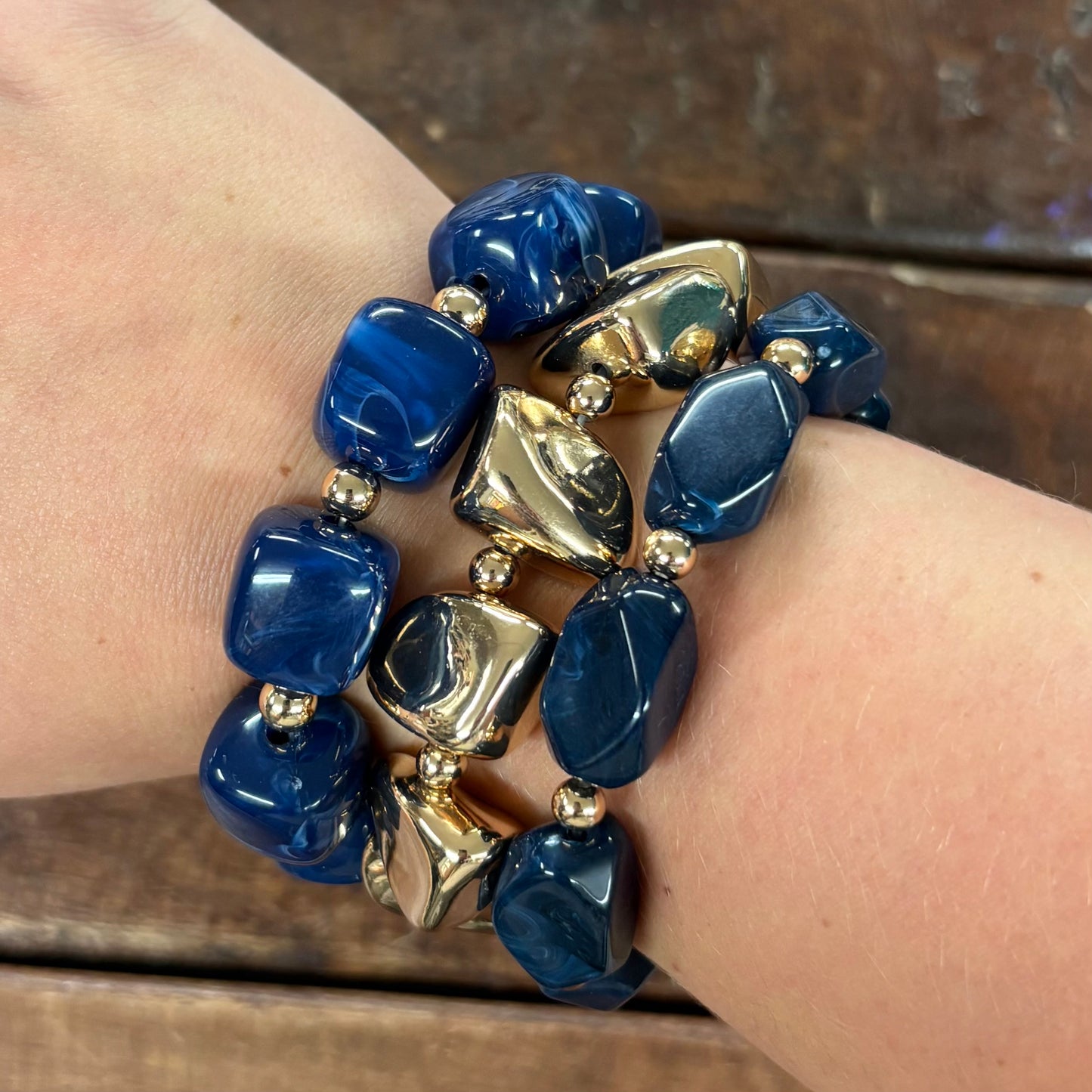 Set of 3 Chunky Navy and Gold Necklaces - Sensibling Corp.