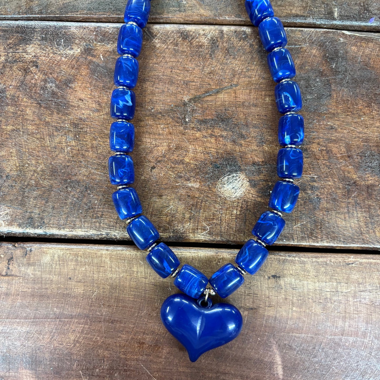 Navy Chunky Heart Necklace - Sensibling Corp.