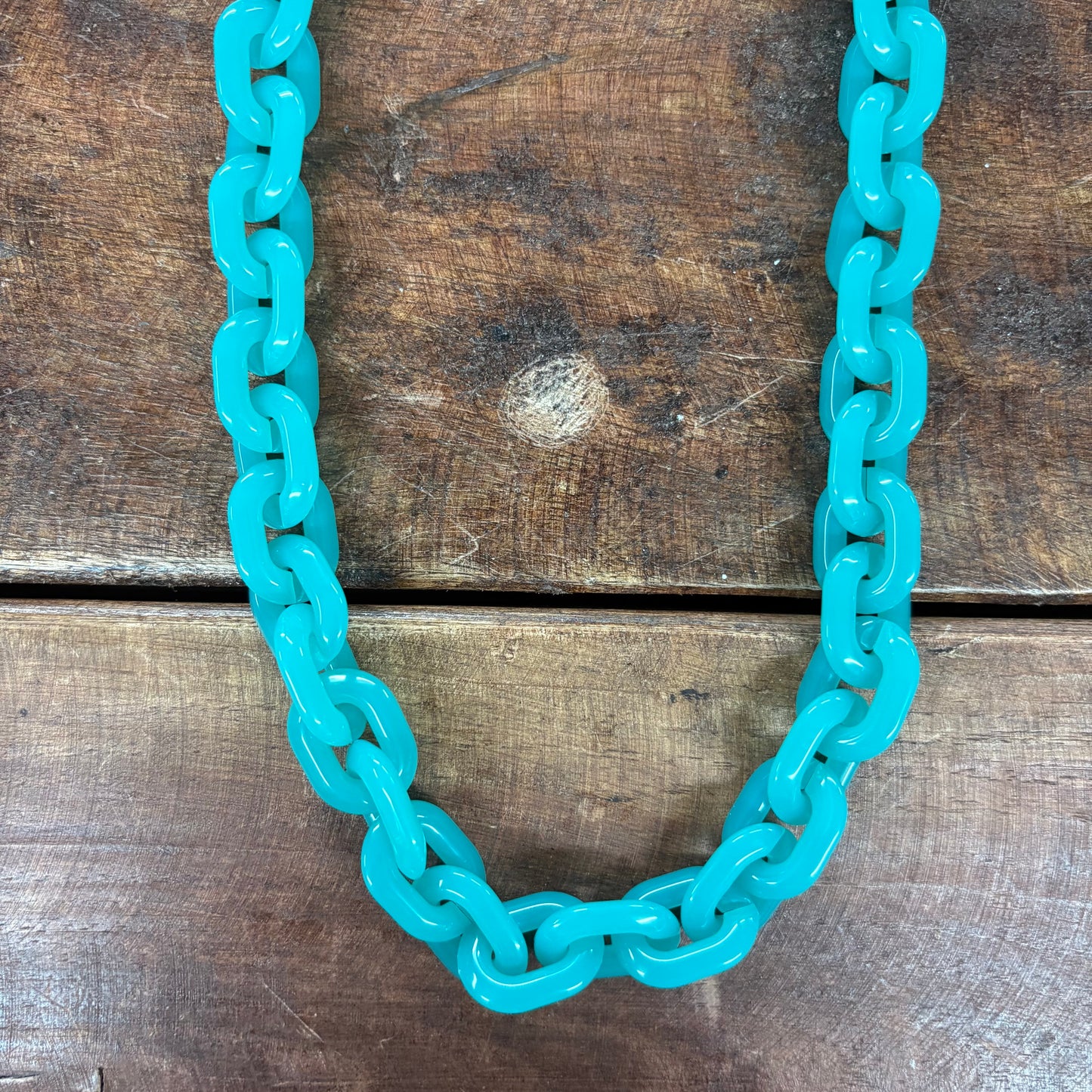 Turquoise Chunky Acrylic Chain Necklace - Sensibling Corp.