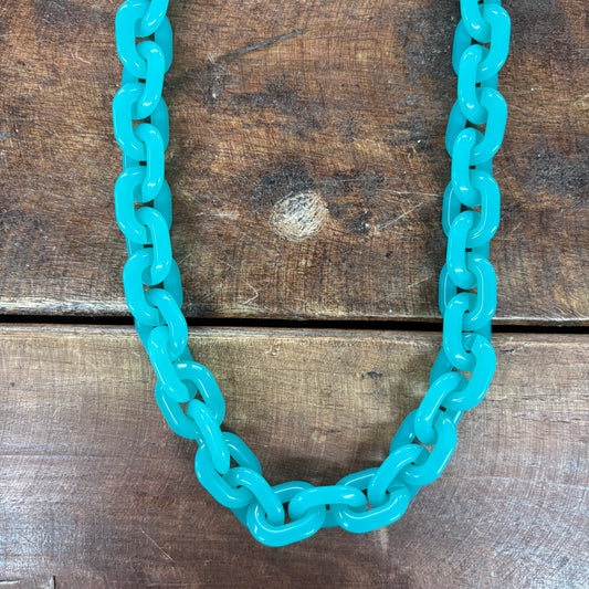 Turquoise Chunky Acrylic Chain Necklace - Sensibling Corp.