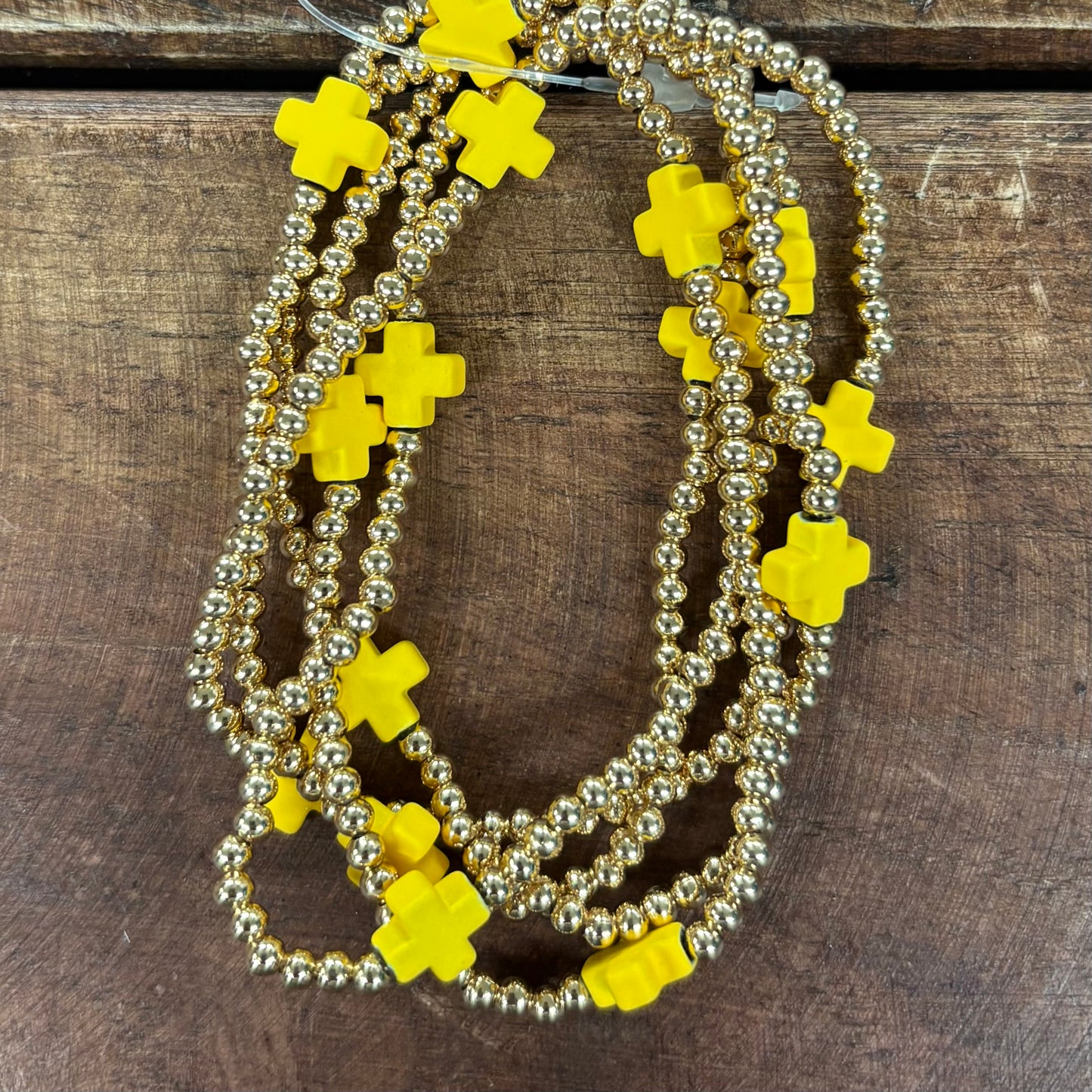 Yellow Cross Gold Beaded Bracelets - Sensibling Corp.