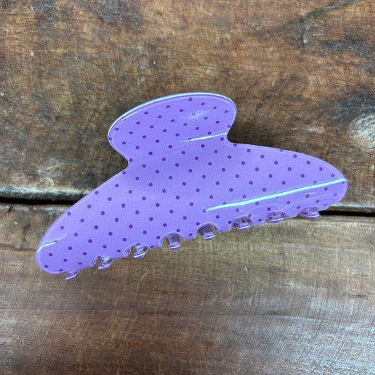 Mini Polka Dot Lavender Claw Clip - JOSSLYN