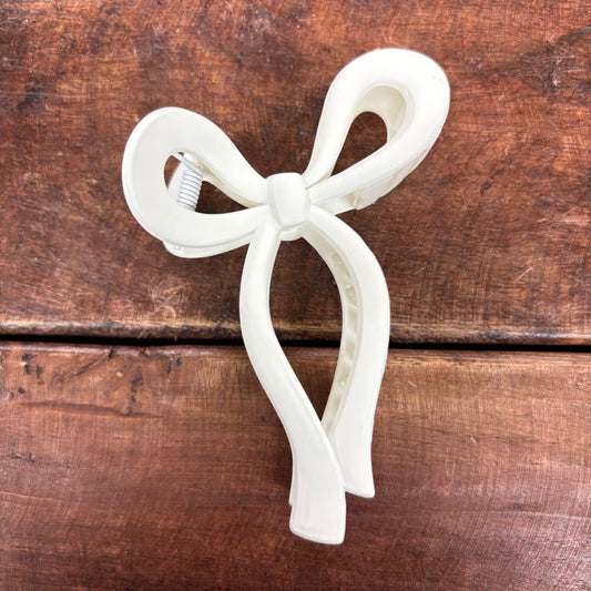 Matte White Bow Claw Clip - JOSSLYN
