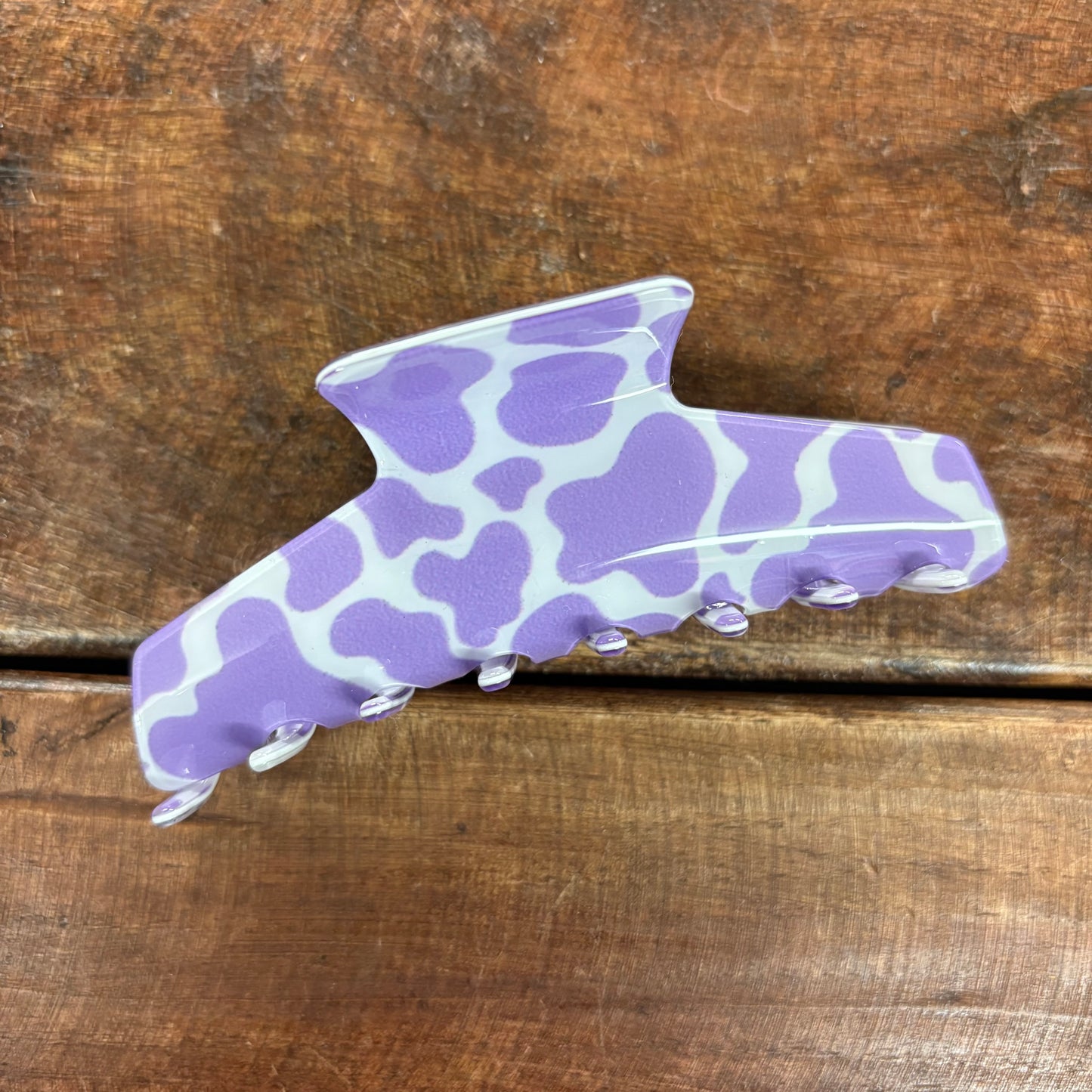 Oversized Purple Cow Print Claw Clip - JOSSLYN