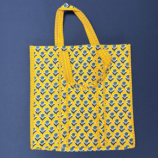 Blue and Yellow Floral Tote - JOSSLYN