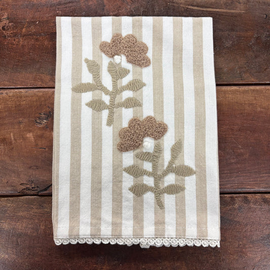 Stripe Embroidered Tea Towel - Mud Pie