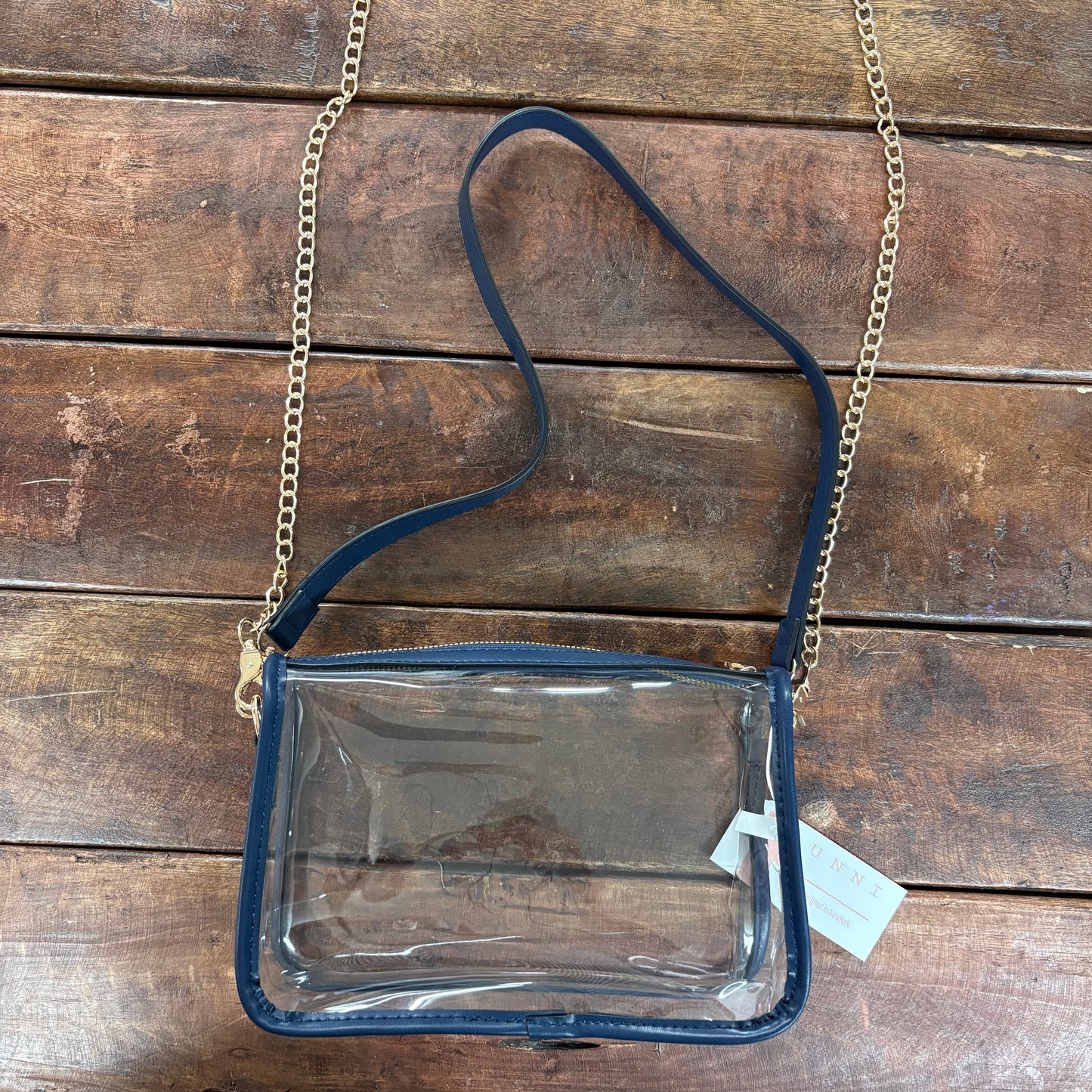 Navy Clear Rectangle Crossbody Bag - Hana