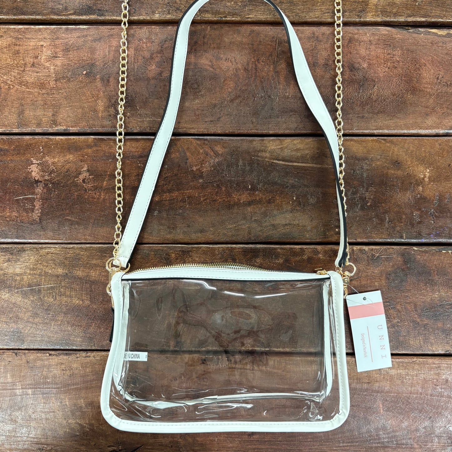Clear White Rectangle Crossbody Bag - Hana