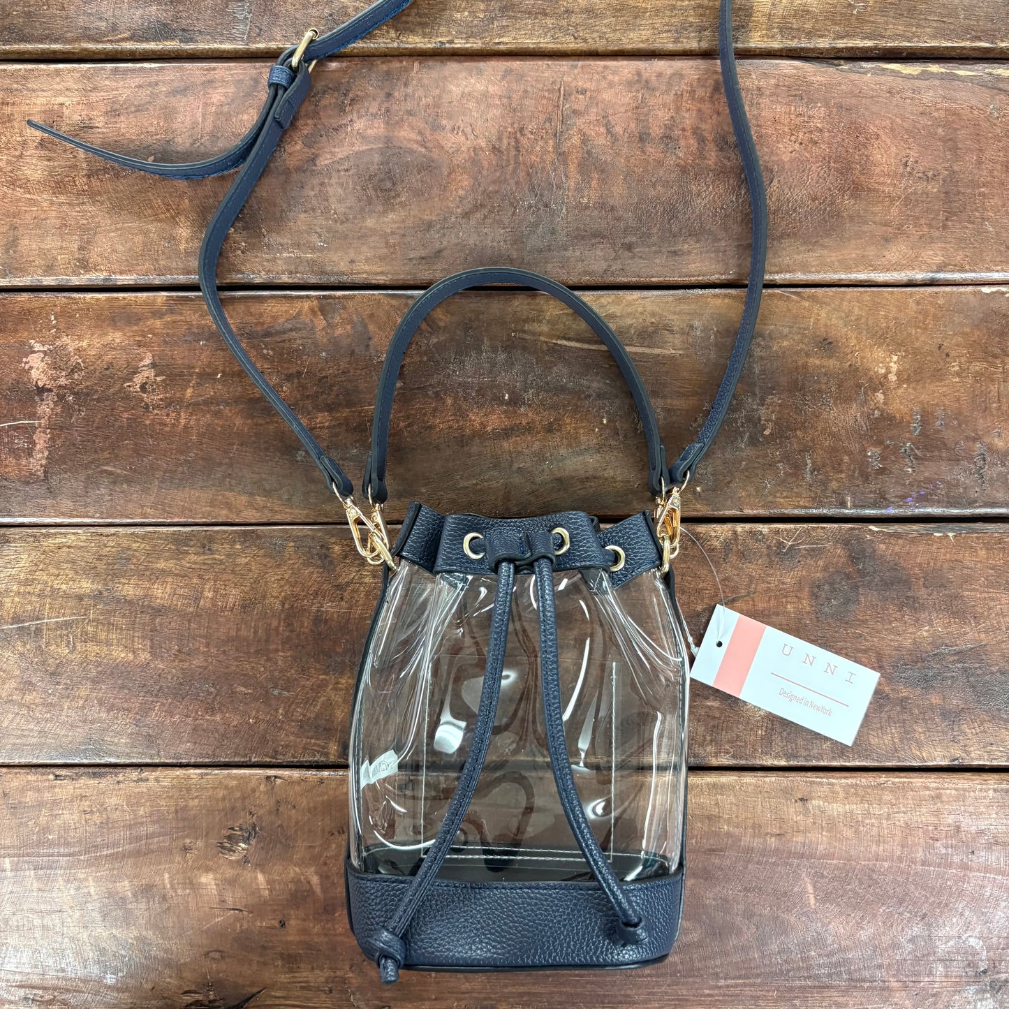 Navy Clear Bucket Bag - Hana