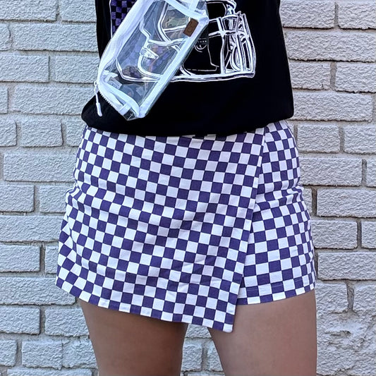 Checkered Purple Mini Skort - Mittoshop