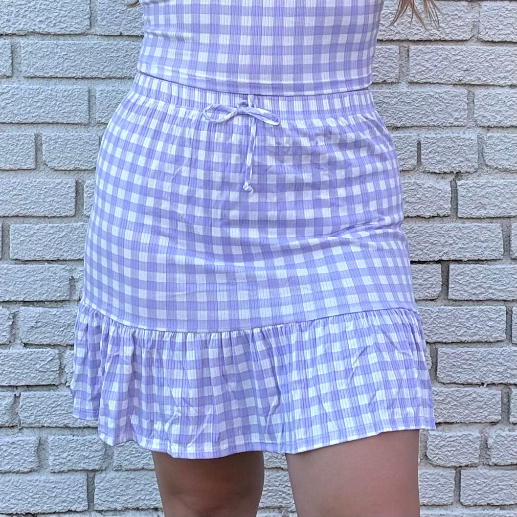 Purple Gingham Ruffle Skirt - Mittoshop